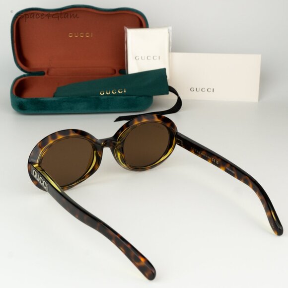 NEW Gucci GG1722SA 002 Spotted Havana Nicotine Brown Unisex Oval Sunglasses - Picture 1 of 9